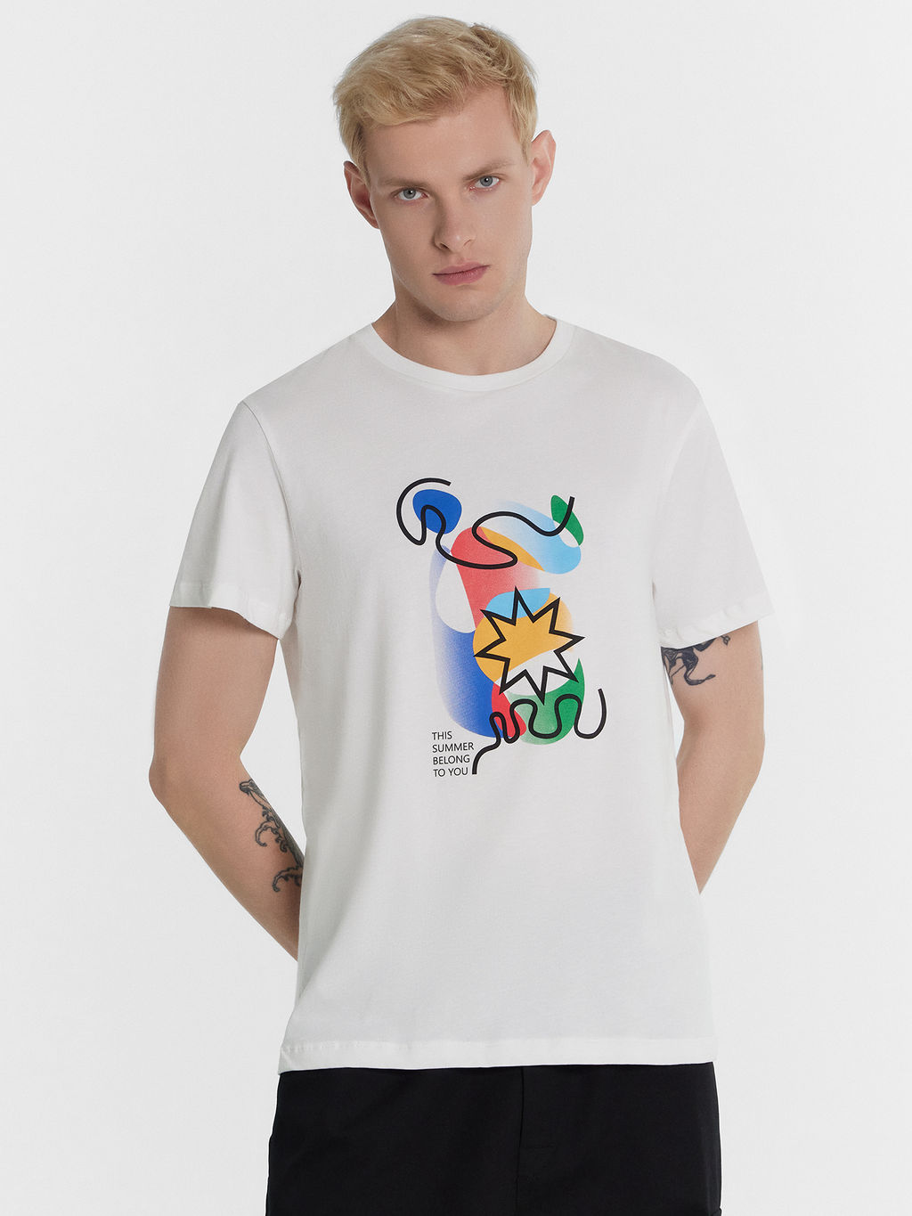 Футболка мужская Mark Formelle из хлопка белая с принтом  фото 2