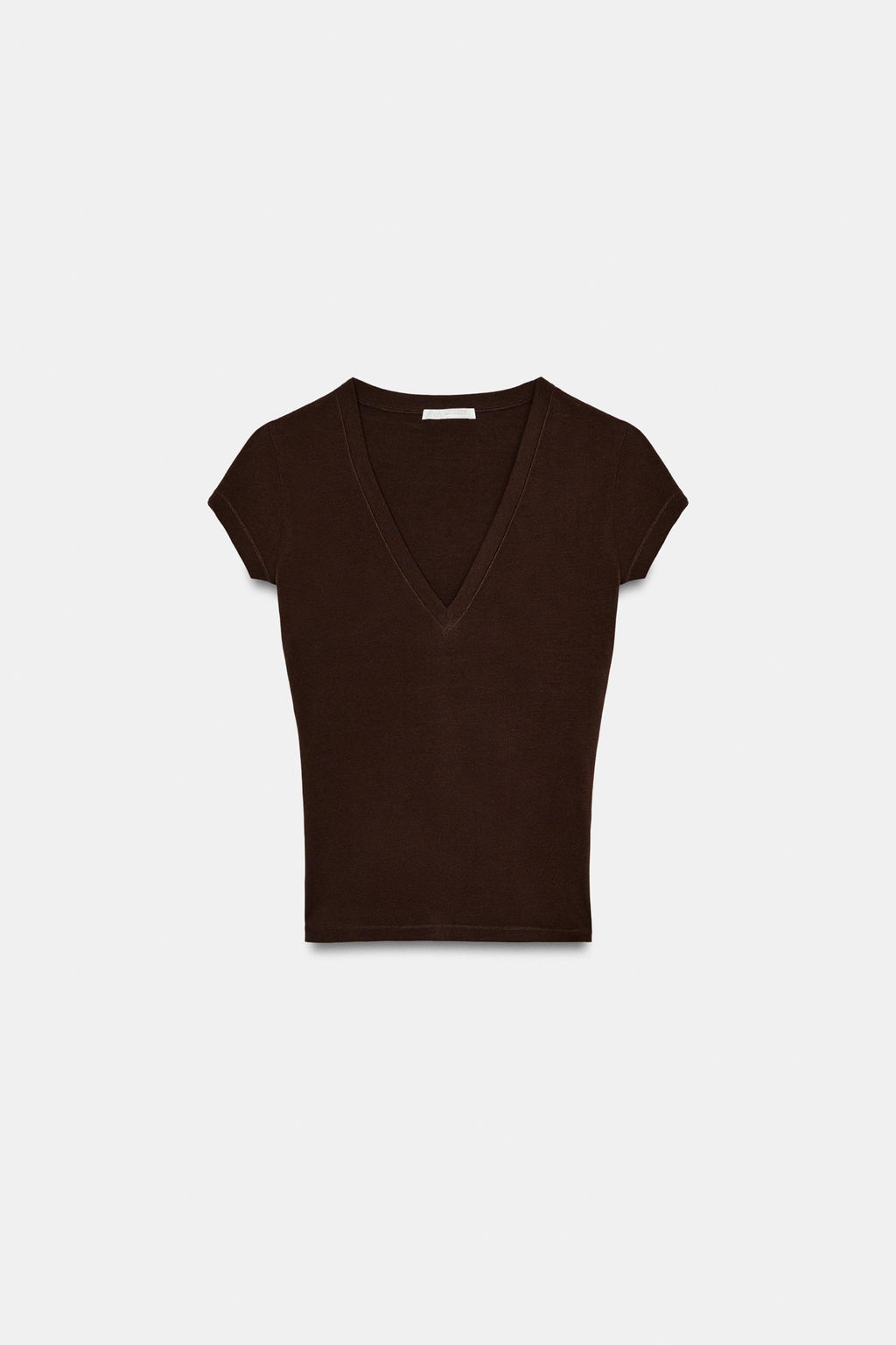 CAMISETA ESCOTE PICO / Marr?n - Zara фото 6