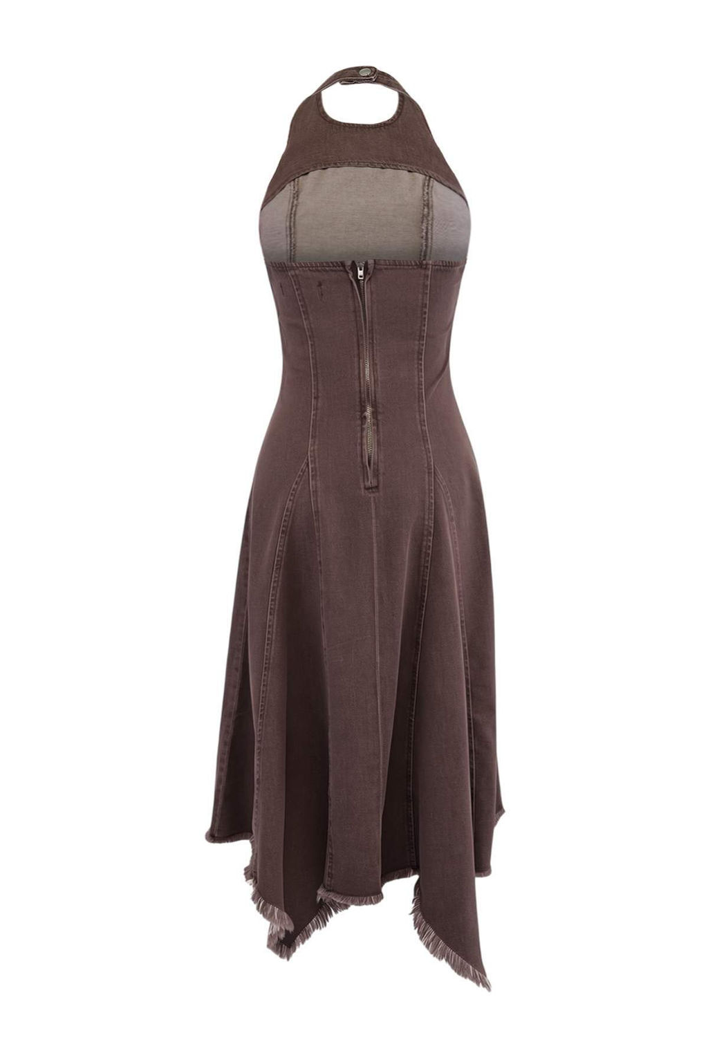 Kahverengi Duz Midi Denim Elbise TWOSS26EL00389 - Trendyolmilla фото 2