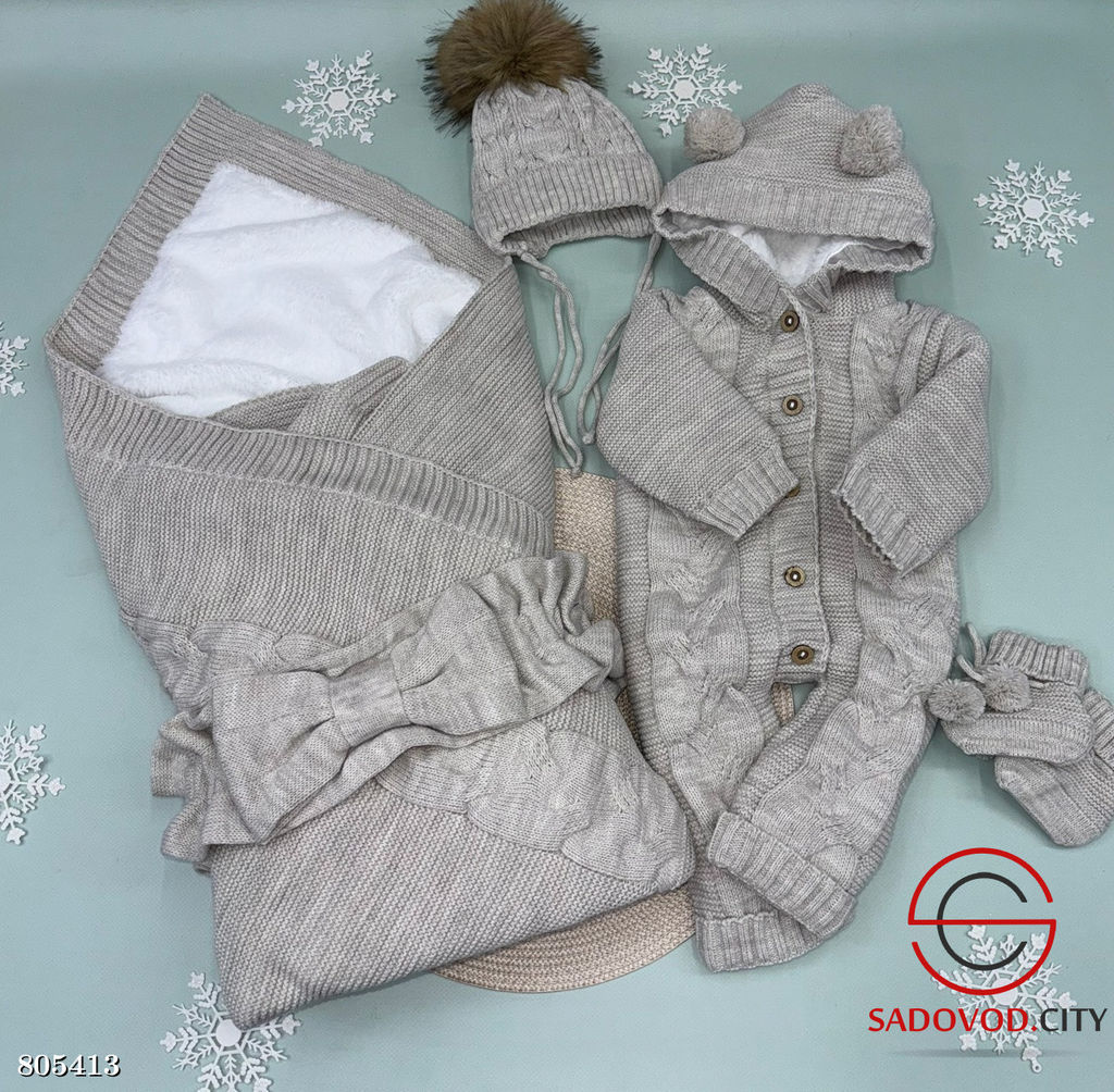 Вязанный набор на выписку 5 предметов - Bruno фото 12