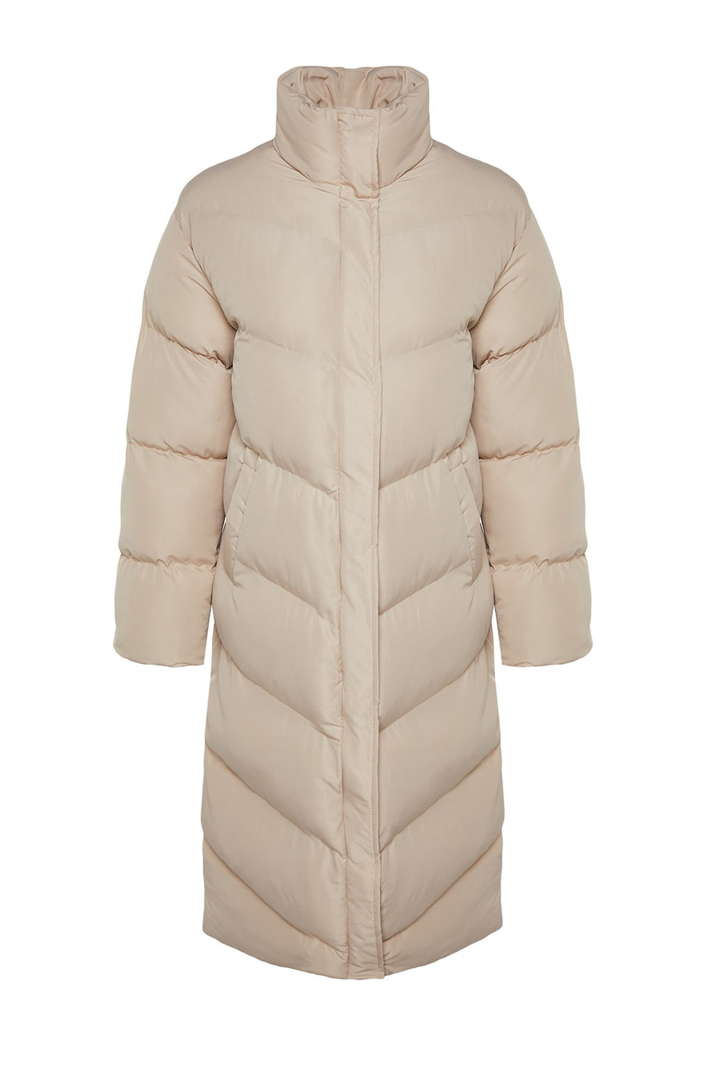 TRENDYOLMILLA Bej Regular Yandan Fermuar Detayl? Su Itici Uzun Sisme Mont TWOAW24MO00049 фото 15