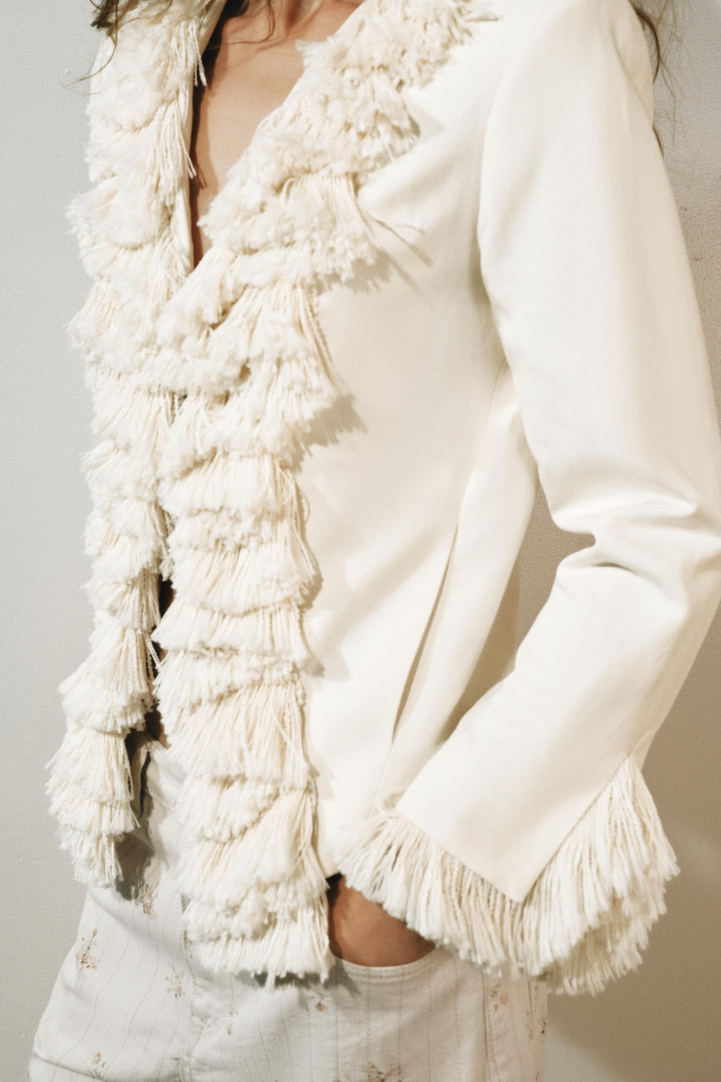CHAQUETA FLECOS CON LINO ZW COLLECTION / Crudo - Zara фото 2