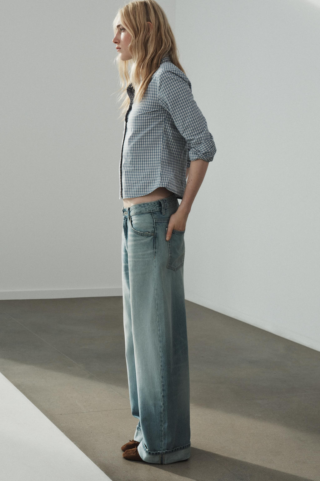 JEANS TRF BAGGY FOLDED ROTOS / Azul claro - Zara фото 5
