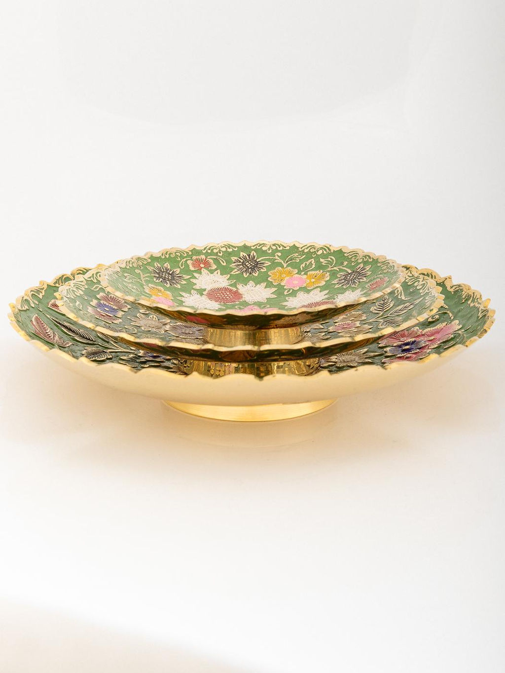 Ваза фруктовница набор из3-х №Фр1554/6 эмаль зеленая) - Ганг фото 4