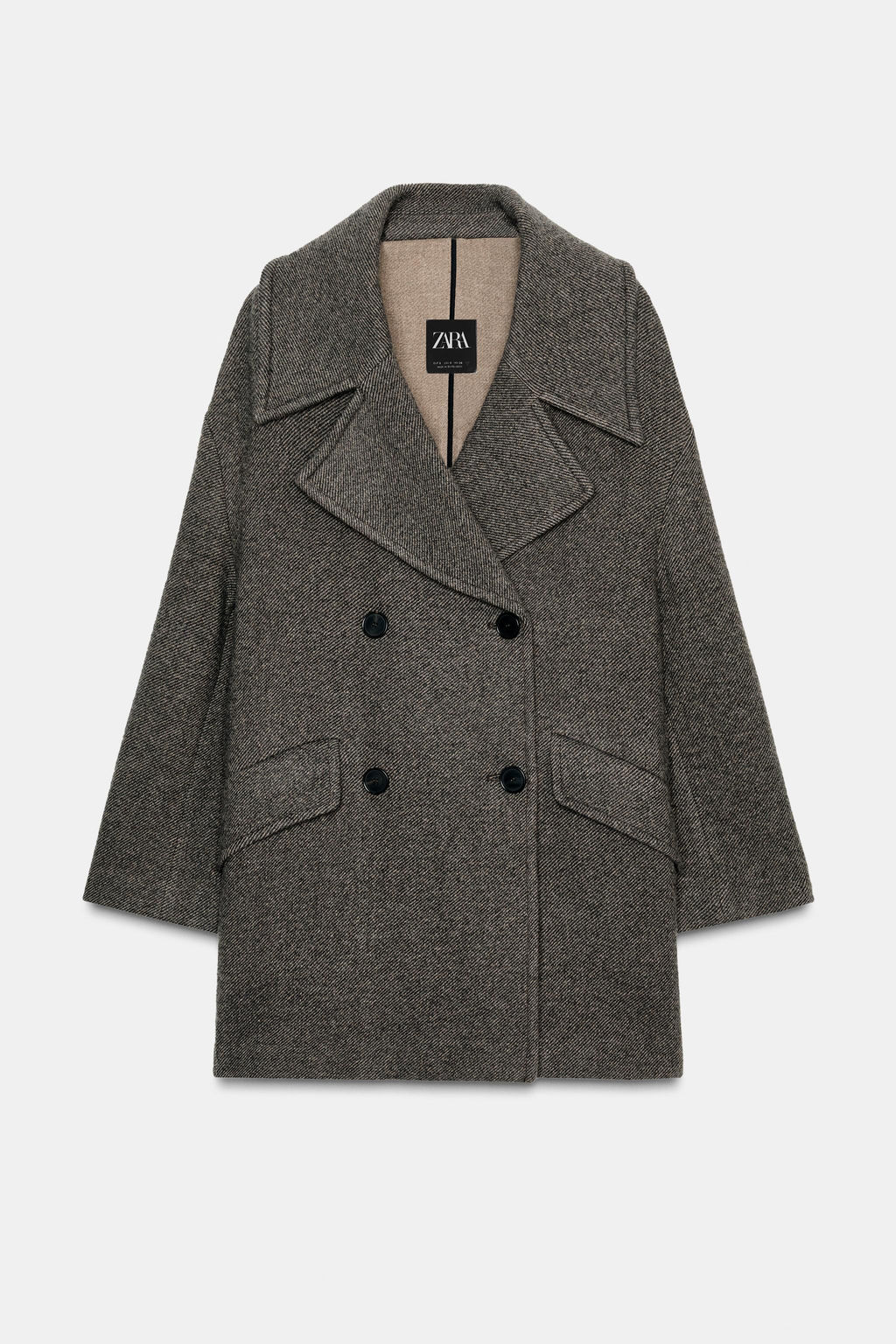 ZW COLLECTION WOOL BLEND DOUBLE-BREASTED COAT - Zara фото 2