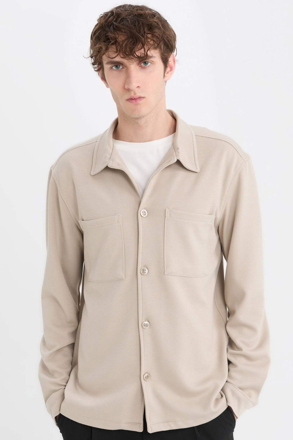 Regular Fit Polo Yaka Penye Gomlek - Defacto фото 4