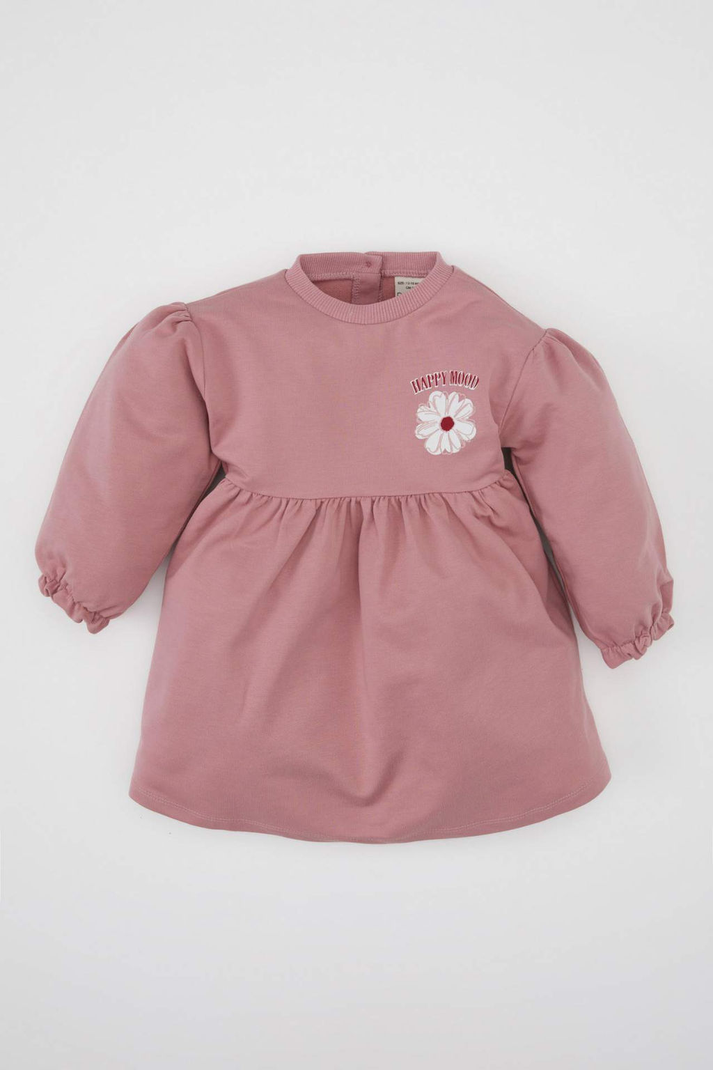 K?z Bebek Bisiklet Yaka Cicek Bask?l? Uzun Kollu Sweatshirt Elbise - Defacto фото 2