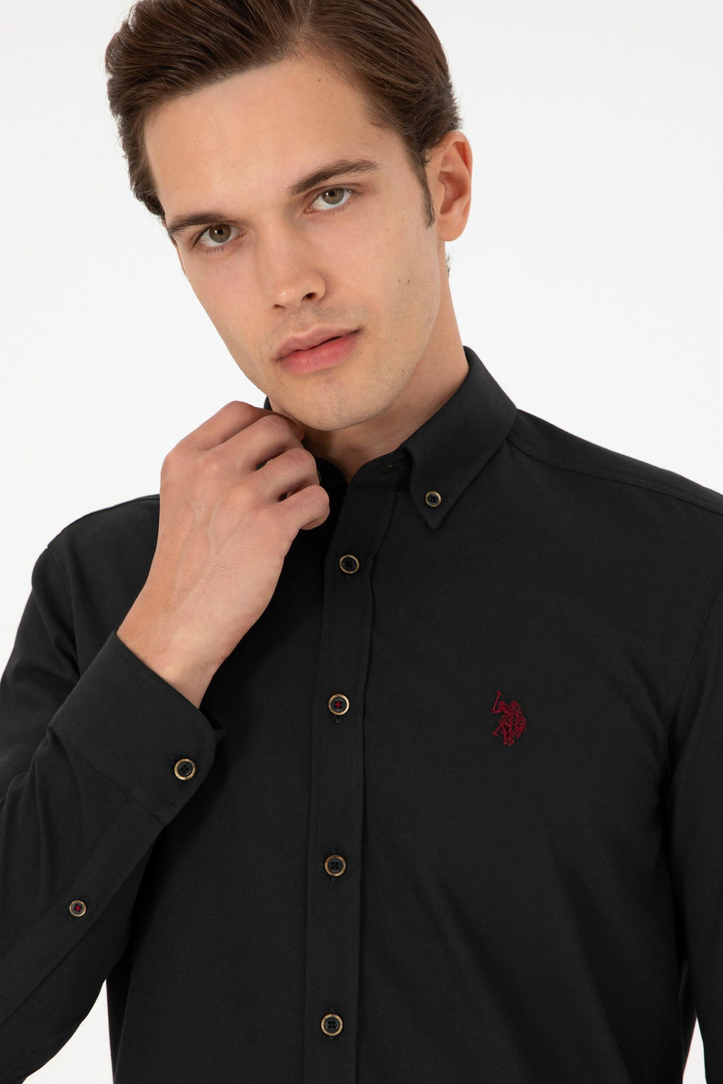 Мужская черная базовая рубашка с длинным рукавом - U.s. polo assn фото 2