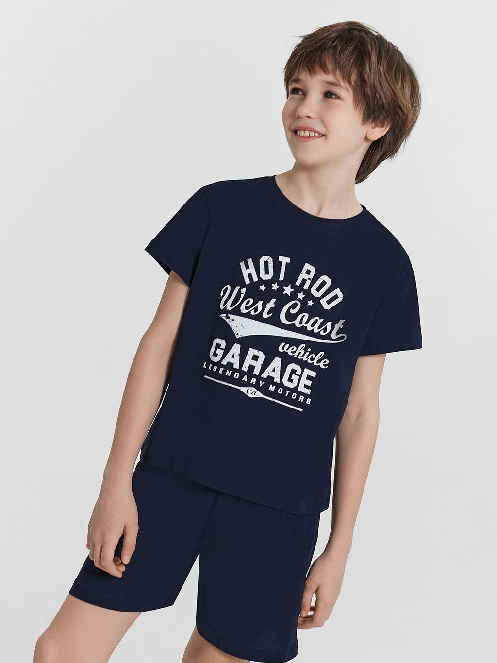 Комплект домашний для мальчиков синий с принтом "West coast"