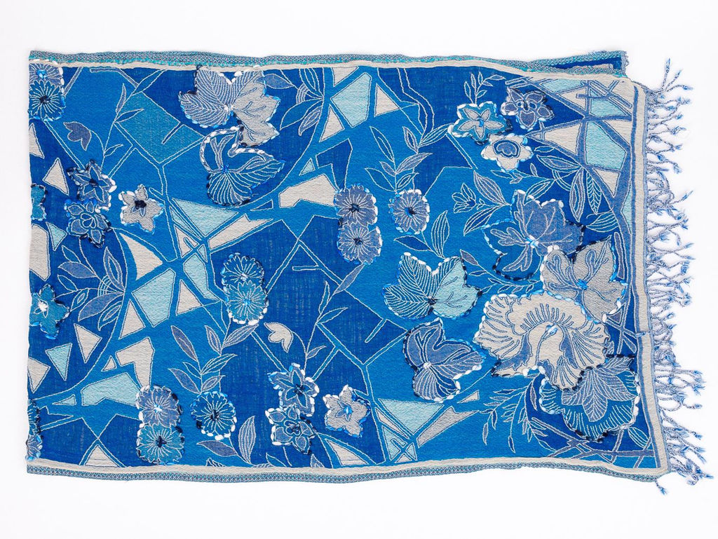 Палантин с вышивкой (шерсть вареная) № Тк906/133