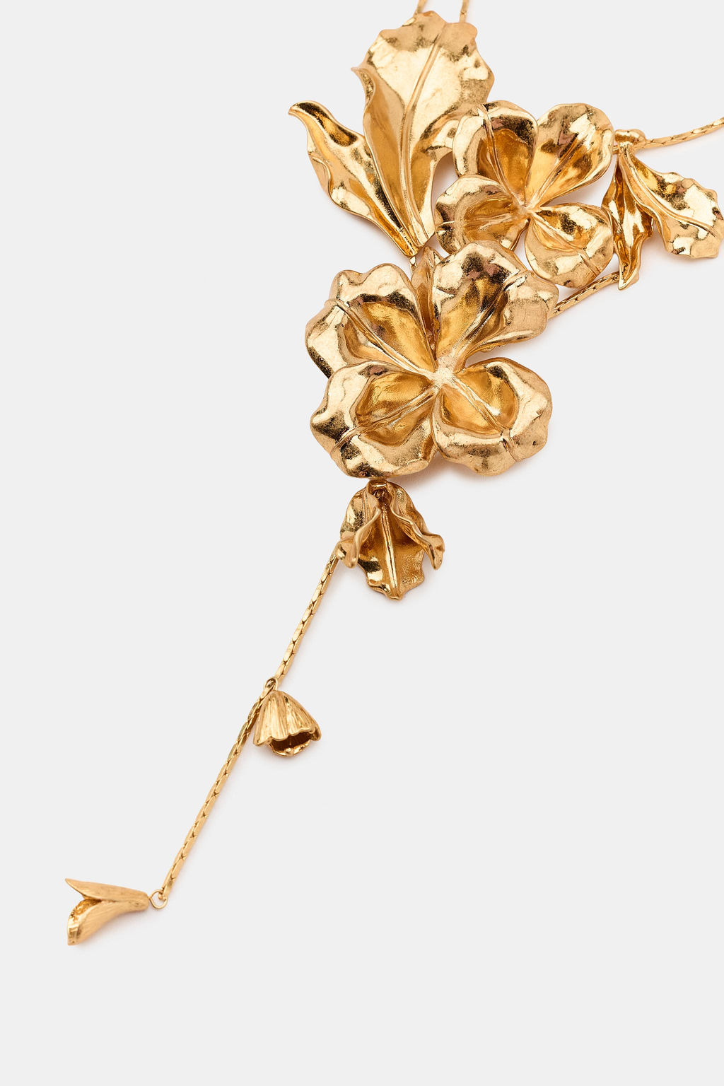 COLLAR DOBLE MET?LICO FLORES / Dorado - Zara фото 5