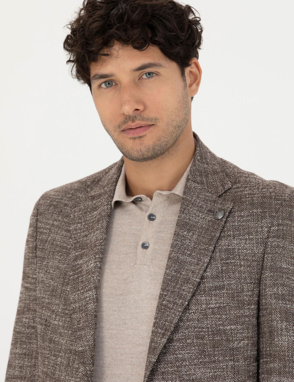 Kahverengi Slim Fit Y_n Kar___ml_ Ceket