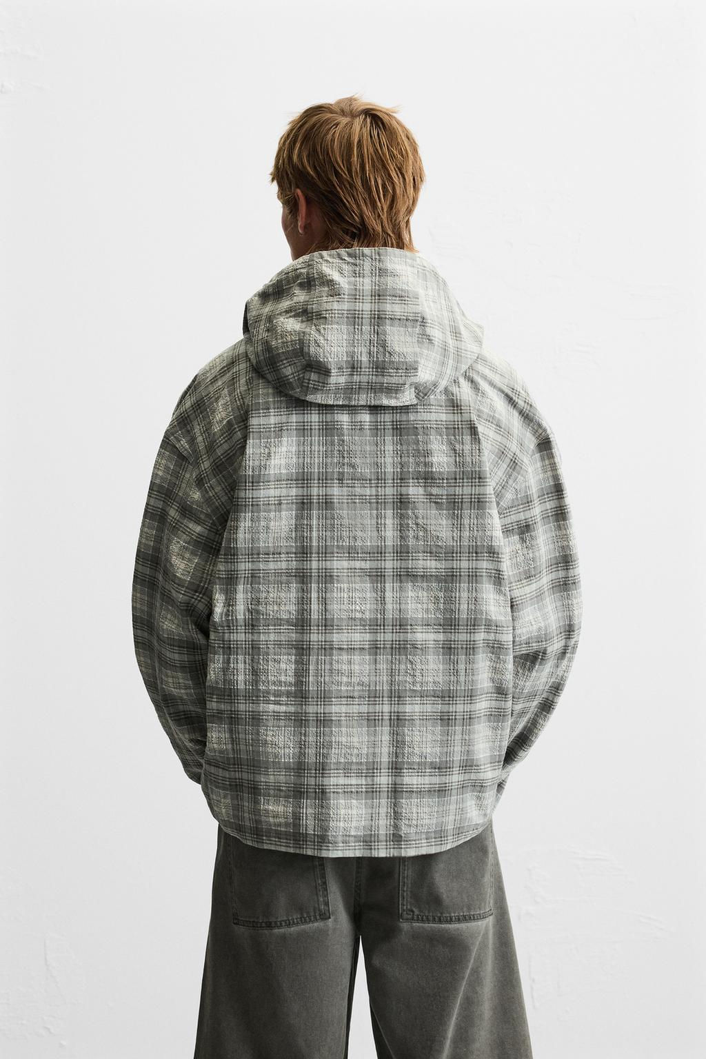 HOODED CHECK OVERSHIRT - Zara фото 3