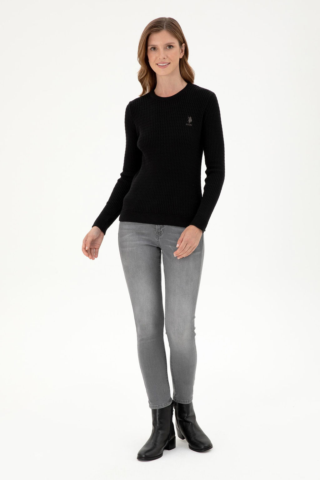 Женский черный базовый свитер Неожиданная скидка в корзине - U.s. polo assn фото 4