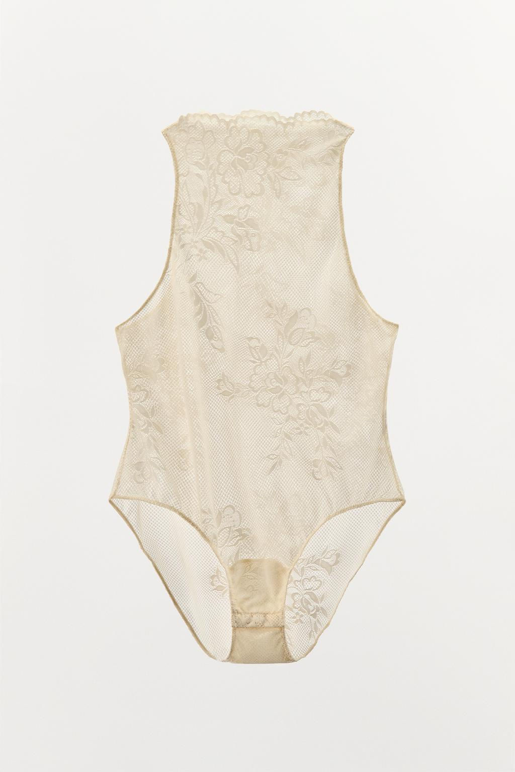 EMBROIDERED MESH BODYSUIT - Zara фото 7