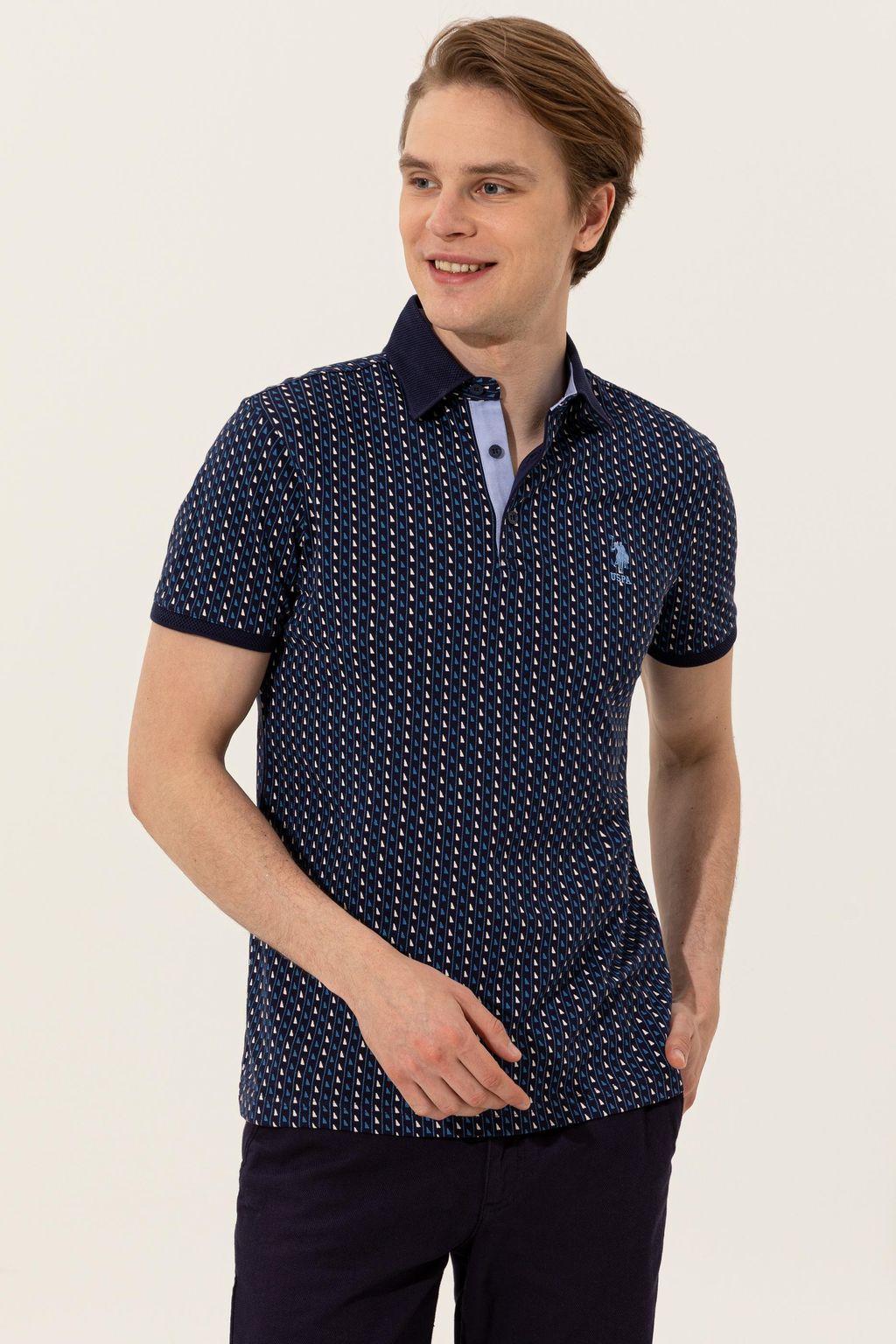 U. S. Polo Assn Мужская темно-синяя футболка с воротником-поло - U.s. polo assn фото 3