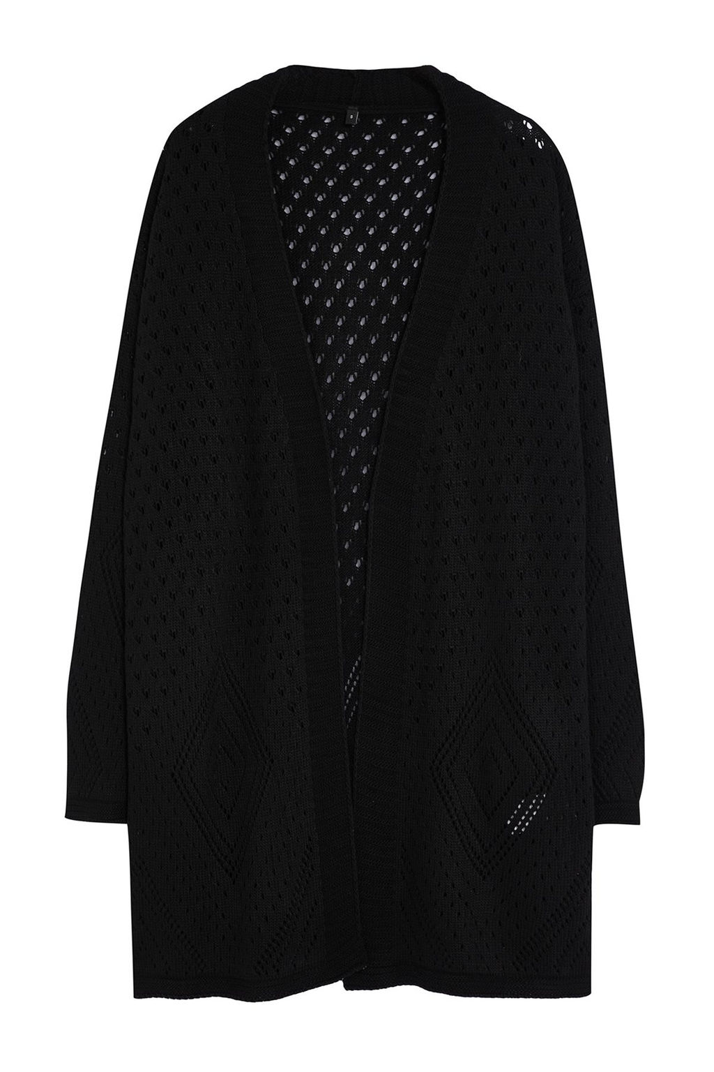 Siyah Genis Kal?p Midi Ajurlu/Delikli Triko H?rka TWOAW24HI00331