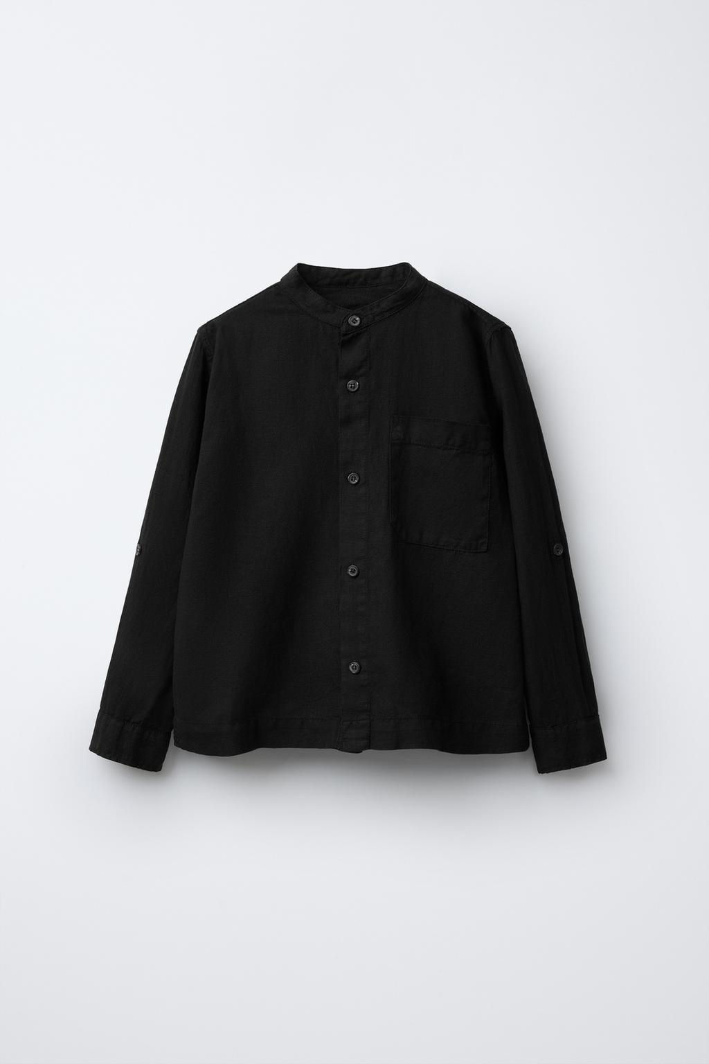 LINEN SHIRT WITH STAND COLLAR - Zara фото 8