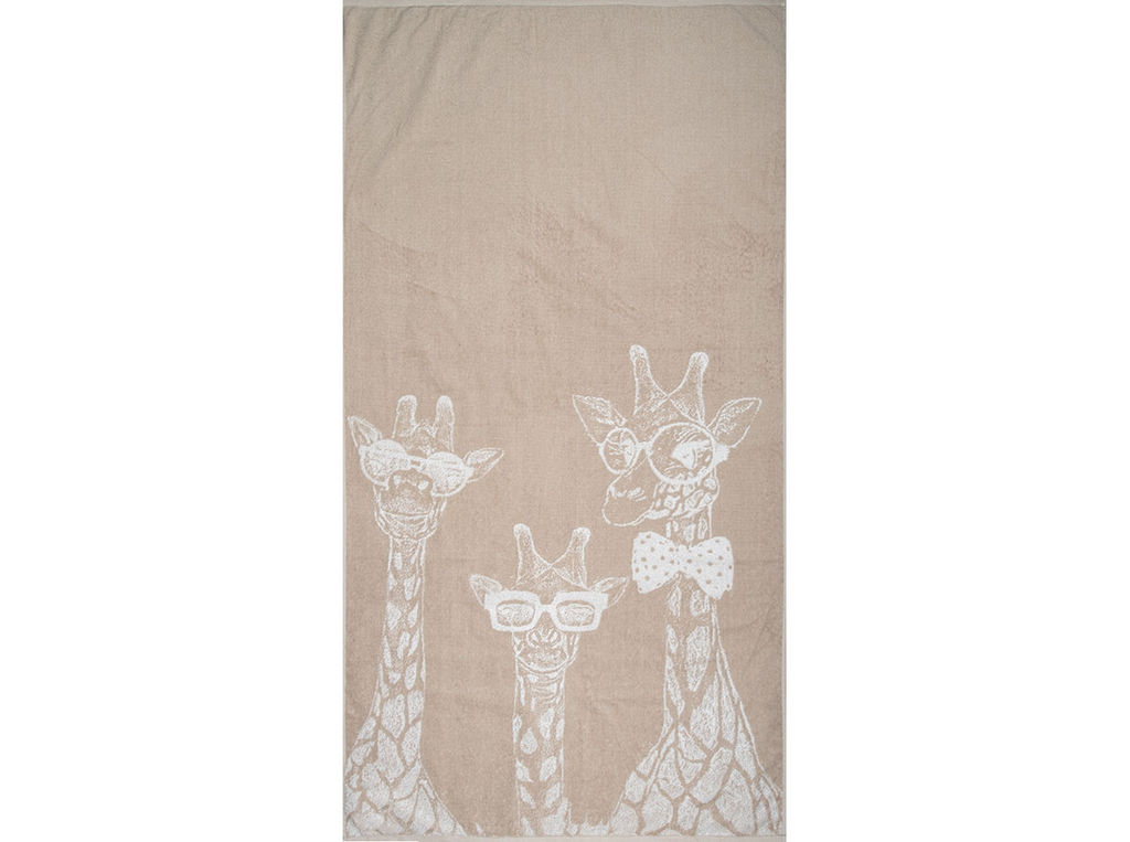 6с102.513ж2 Жирафы (лён3) Полотенце махровое 81х160см