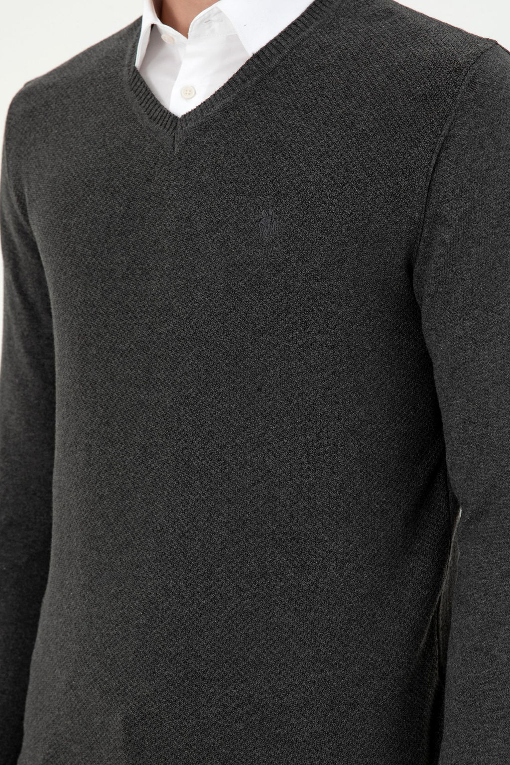 Мужской базовый свитер антрацитового меланжа - U.s. polo assn фото 7