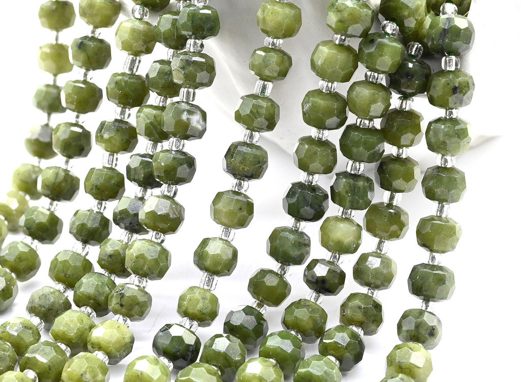 Бусины из нефрита рондель граненый 8*6мм, 37см, 46 бусин Радуга камня