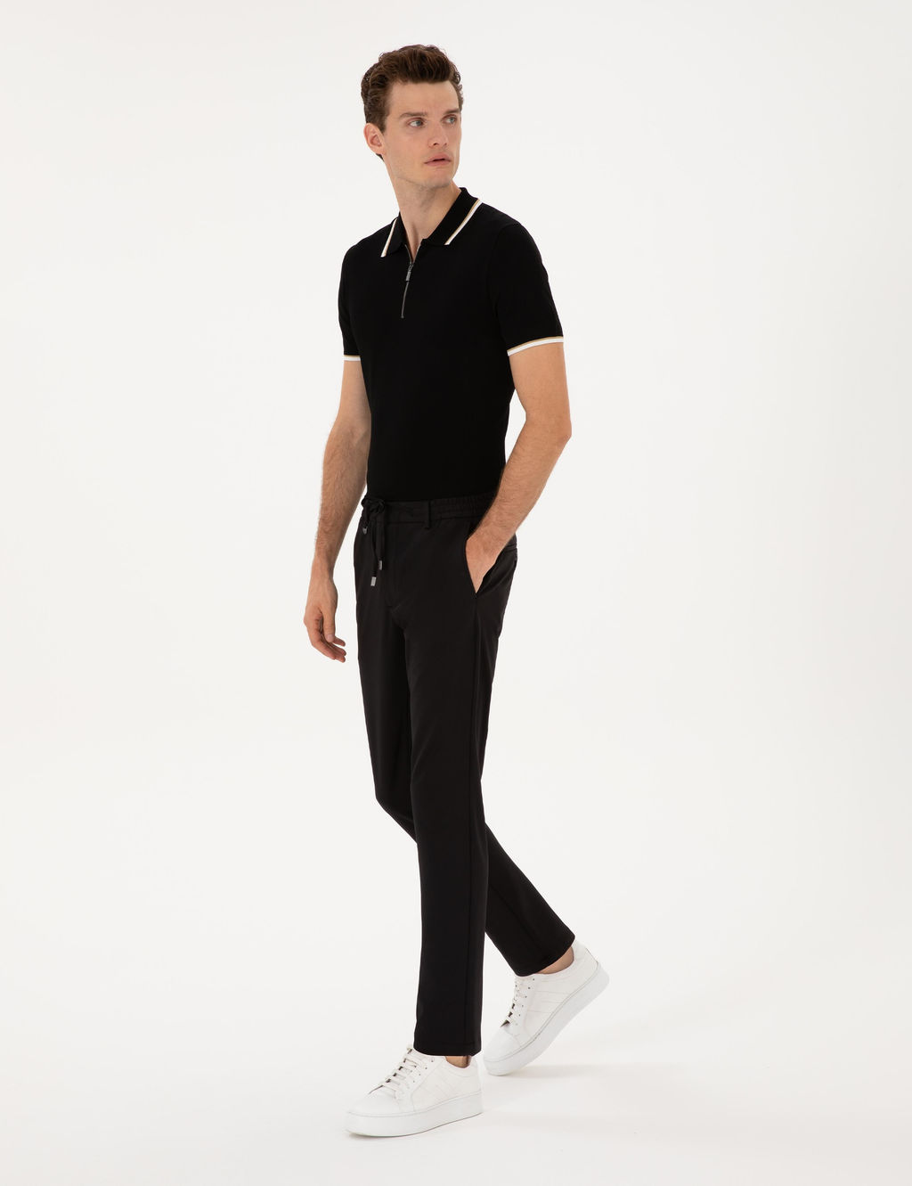 Siyah Slim Fit Klasik Jogger Pantolon - Pierre cardin фото 3