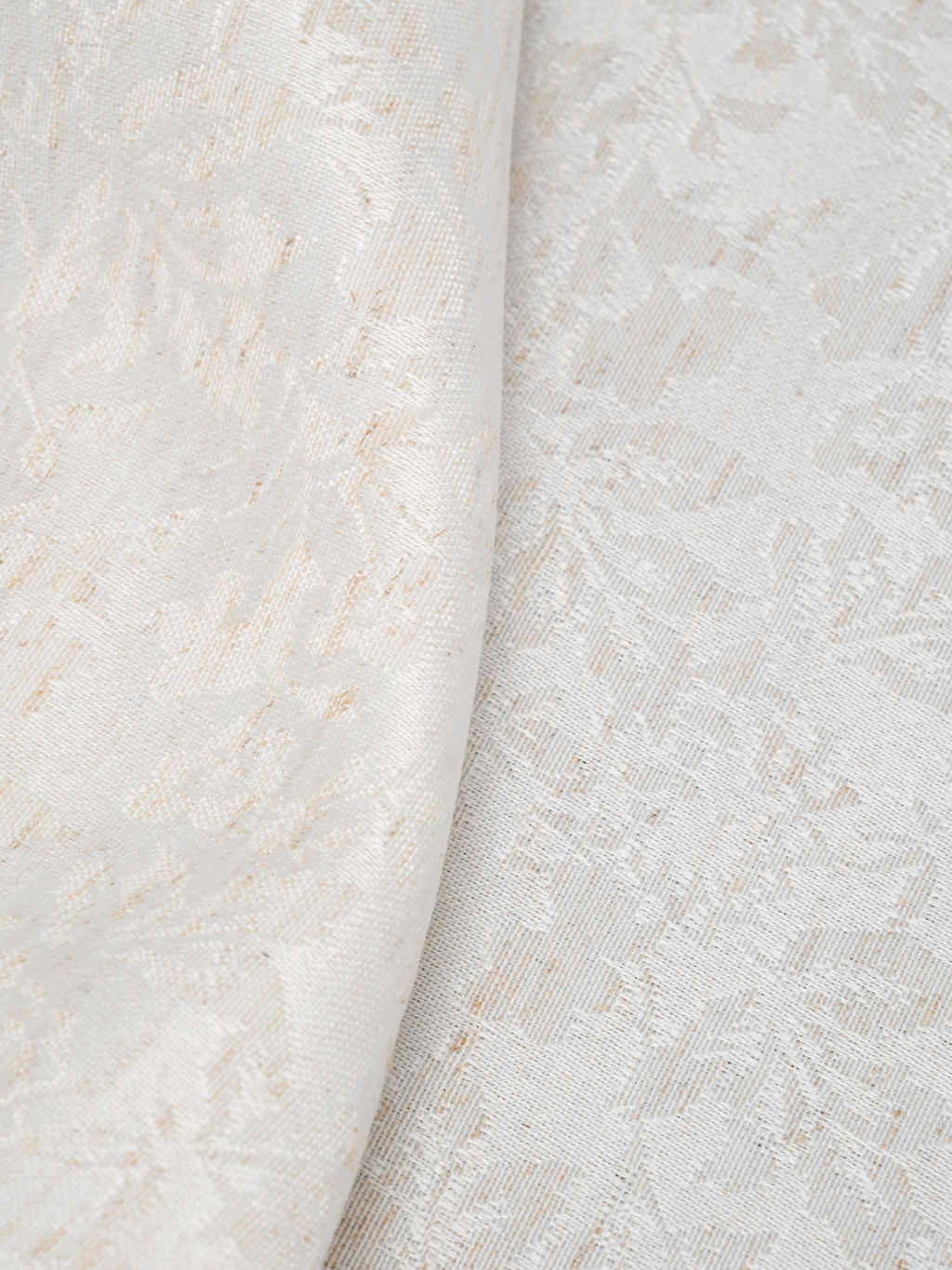 Скатерть, 160х160 см, жаккард, полиэстер/лен, бежевая, Цветы, Vernazza - Anna lafarg фото 2