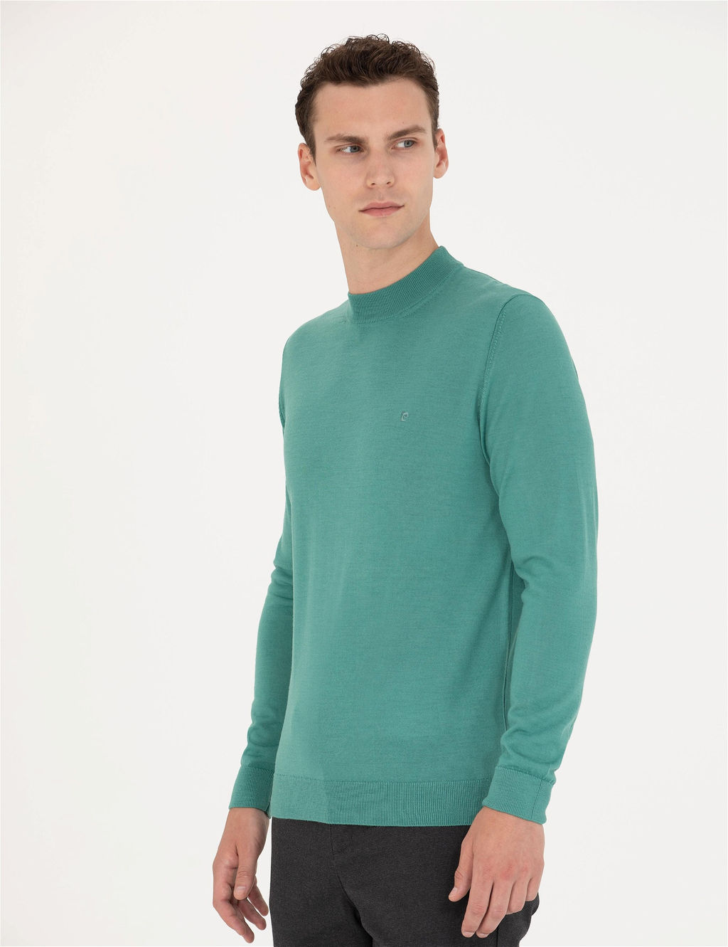 Mint Regular Fit Bato Yaka Y_n Kar___ml_ Basic Triko Kazak
