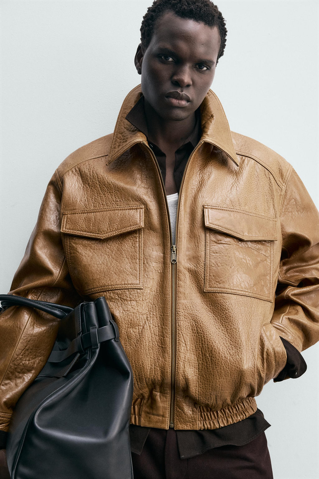 LEATHER JACKET WITH POCKETS - Zara фото 13