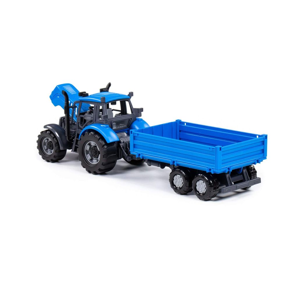 Трактор Прогресс с бортовым прицепом инерционный (синий) (в коробке) - Полесье фото 4