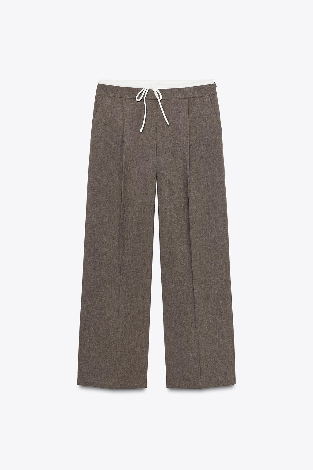 PANTAL?N ANCHO CINTURA DOBLE / Mocha - Zara фото 8
