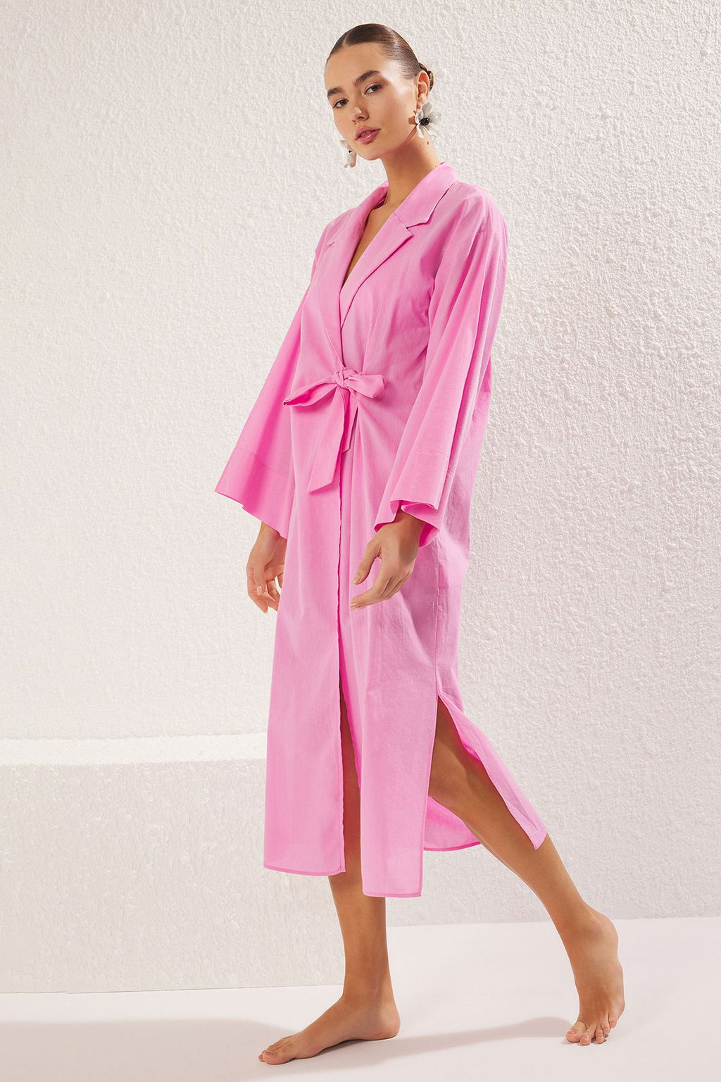 Pembe Maxi Dokuma Kruvaze Baglamal? %100 Pamuklu Plaj Kimono&Kaftan TBESS25KM00004 - Trendyolmilla фото 2