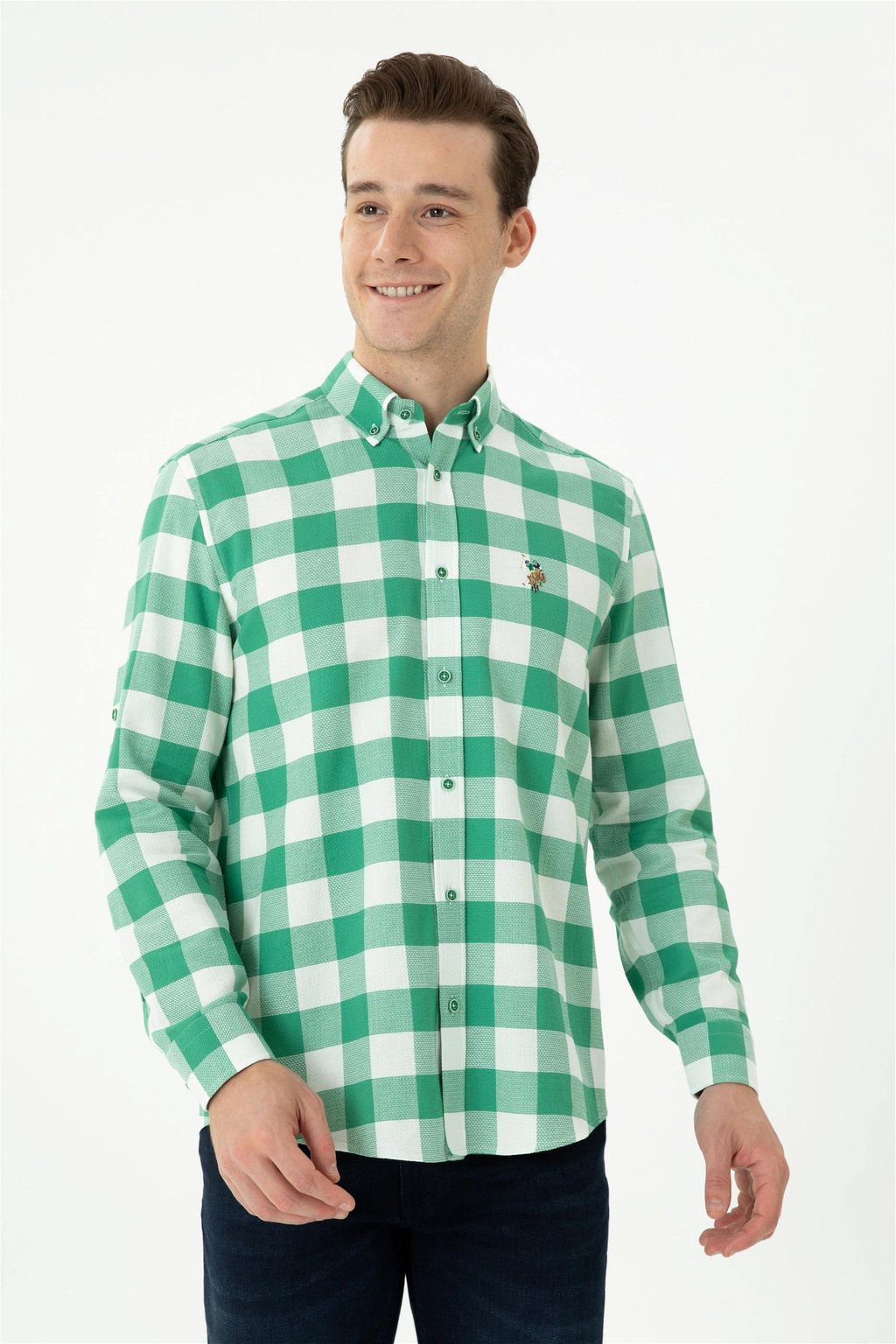 Мужская зеленая рубашка с длинным рукавом - U.s. polo assn фото 3