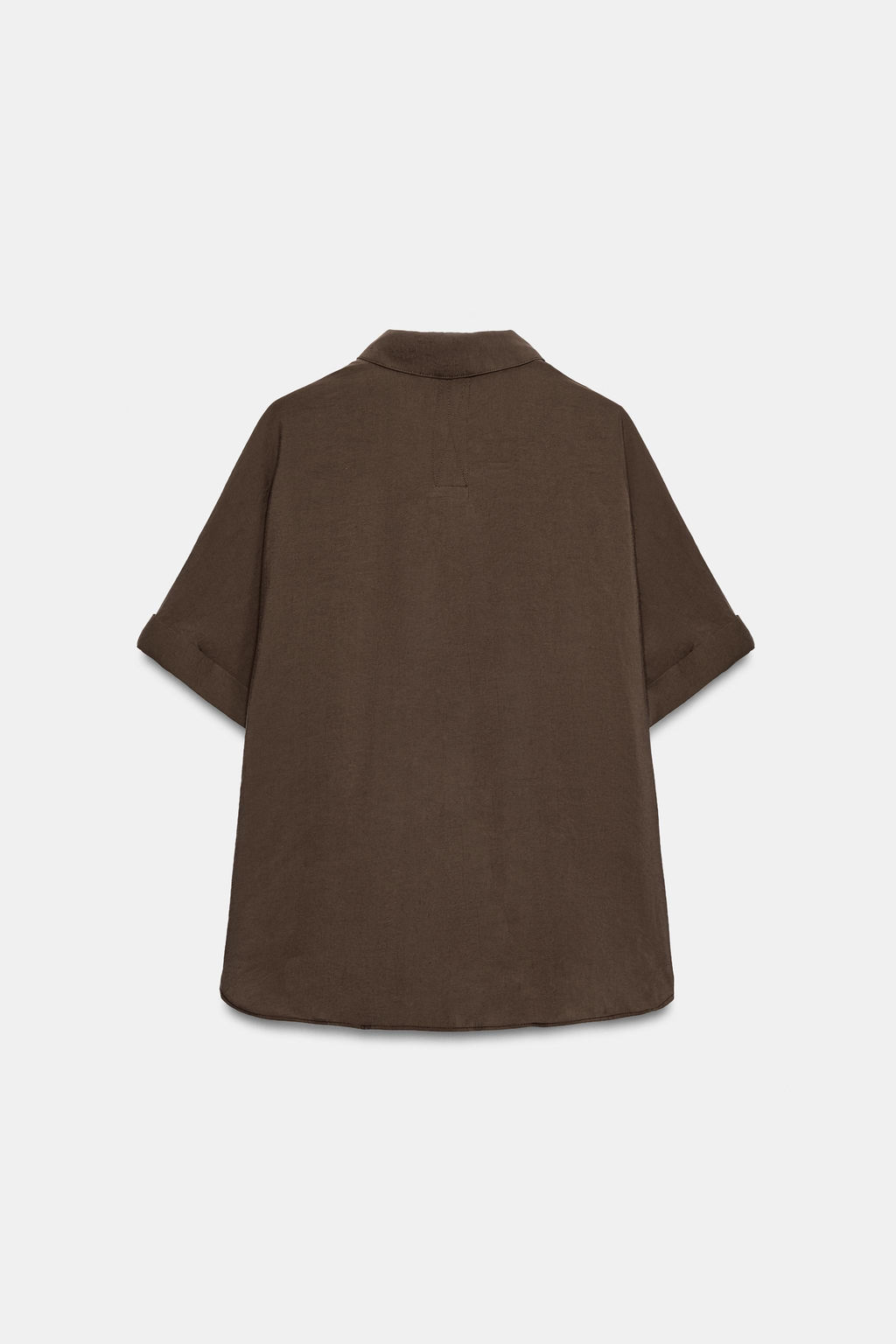 CAMISA FLUIDA MANGA CORTA / Marr?n oscuro