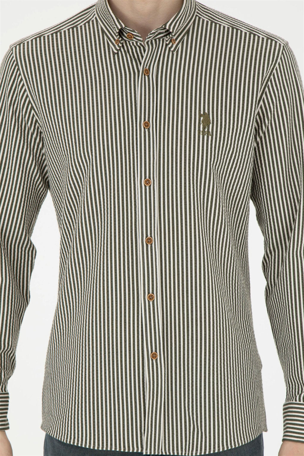 U. S. Polo Assn / Мужская рубашка цвета хаки с длинным рукавом - U.s. polo assn фото 6
