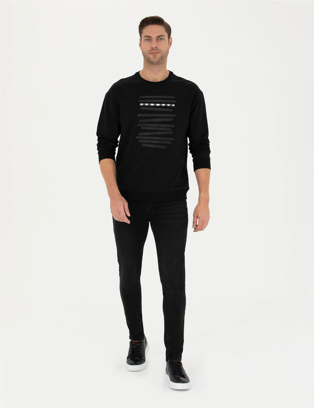 Siyah Regular Fit Sweatshirt - Pierre cardin фото 4