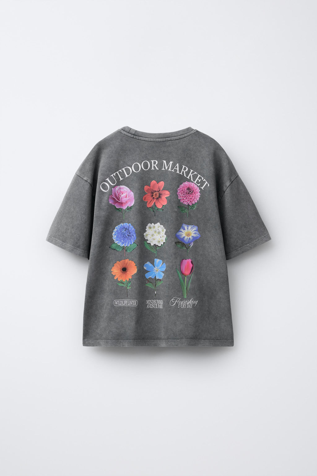 GARMENT DYE FADED-EFFECT FLORAL T-SHIRT - Zara фото 2