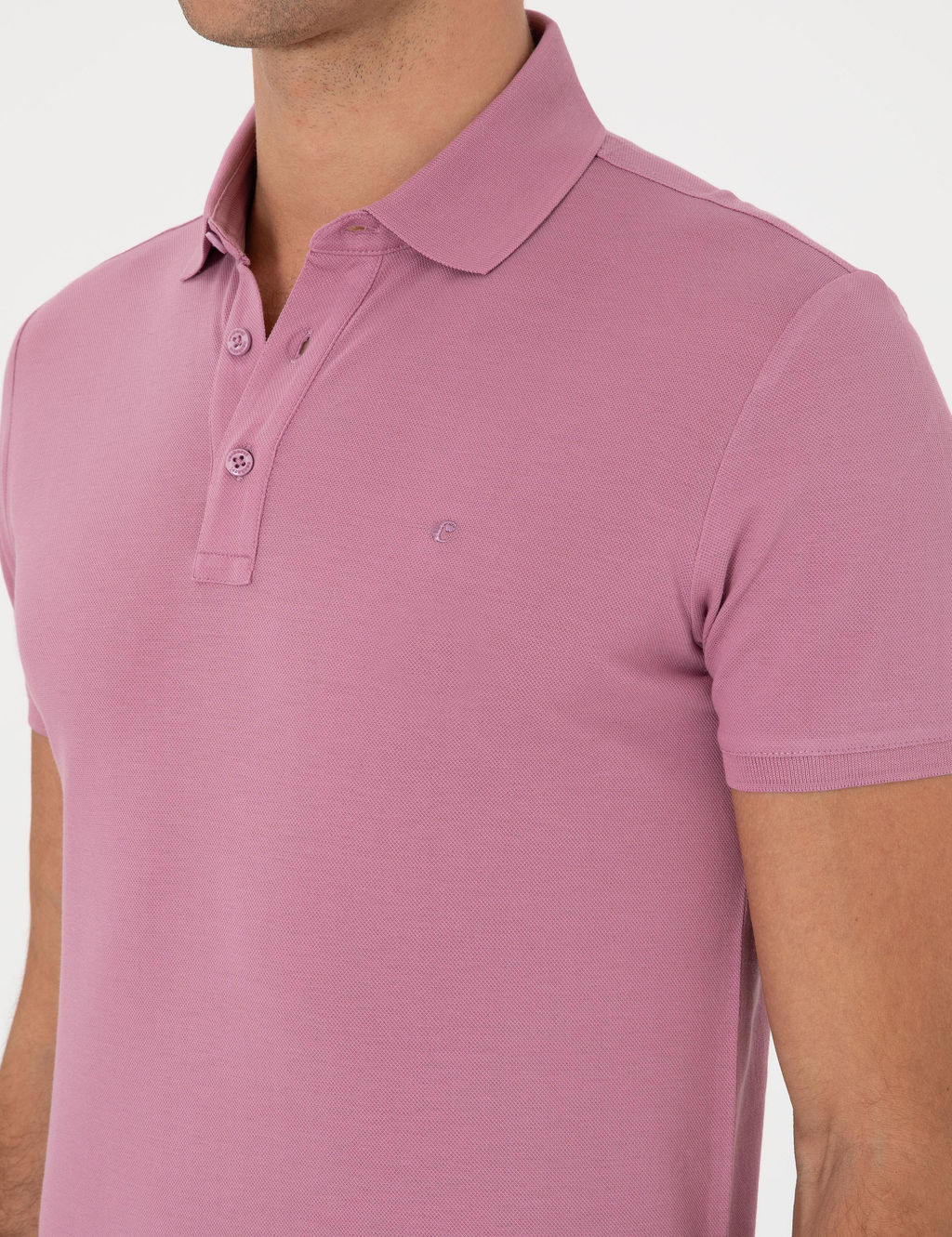 Koyu Gri Slim Fit Polo Yaka Pamuklu Basic T-shirt - Cacharel фото 7