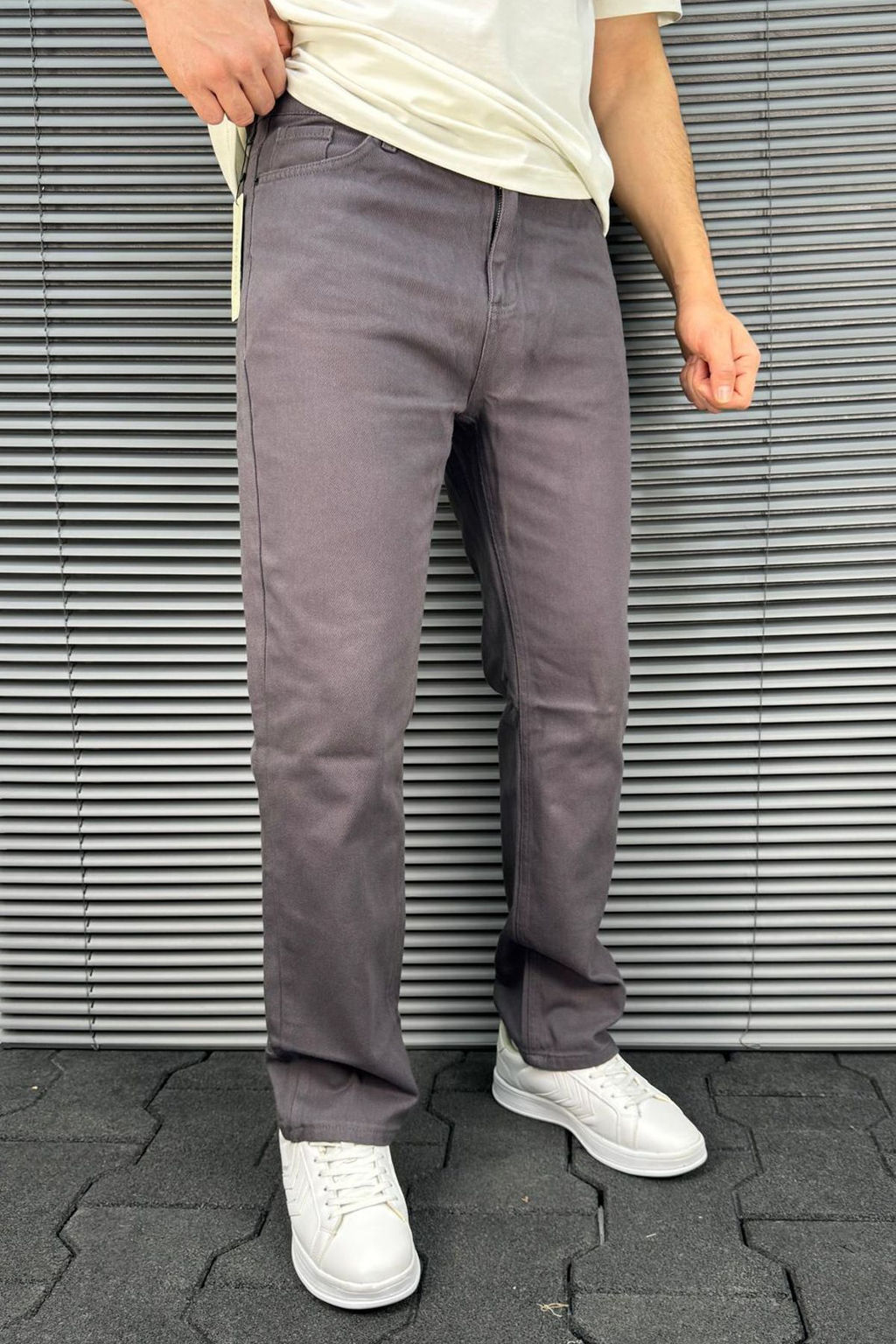 TRENDYOL MAN Krem Baggy/Bol Paca Gabardin %100 Pamuklu Rahat Pantolon TMNSS25PL00039 - Trendyolmilla фото 3