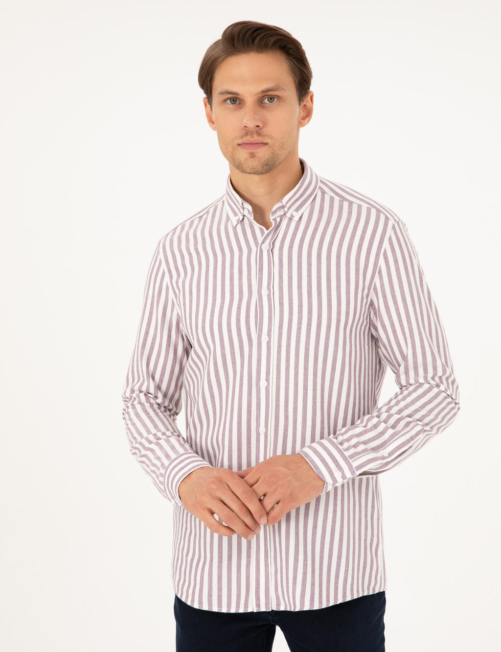 Mor Regular Fit _izgili Uzun Kollu G_mlek - Pierre cardin фото 3
