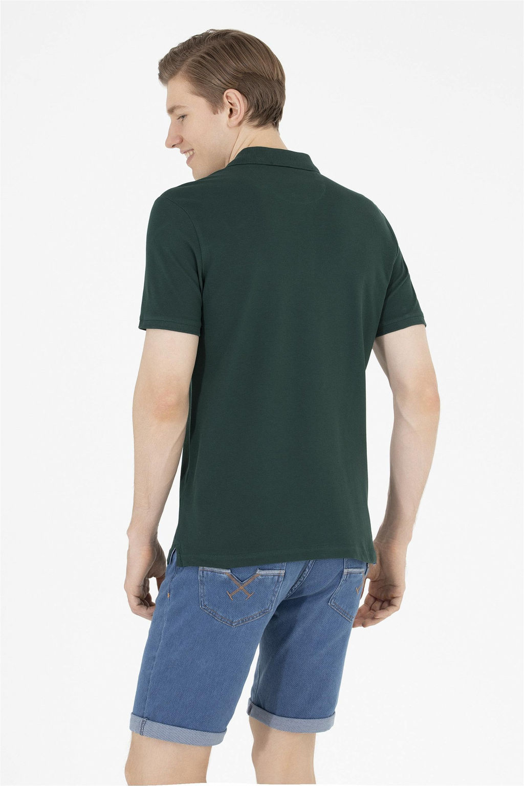 Мужская темно-зеленая футболка с воротником поло Basic - U.s. polo assn фото 12