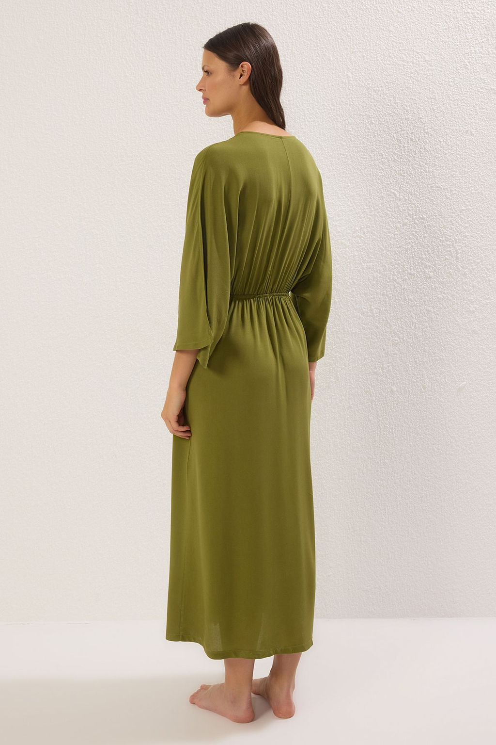 Yesil Dokuma Buzgulu Maxi Plaj Elbise TBESS25EL00083 - Trendyolmilla фото 4