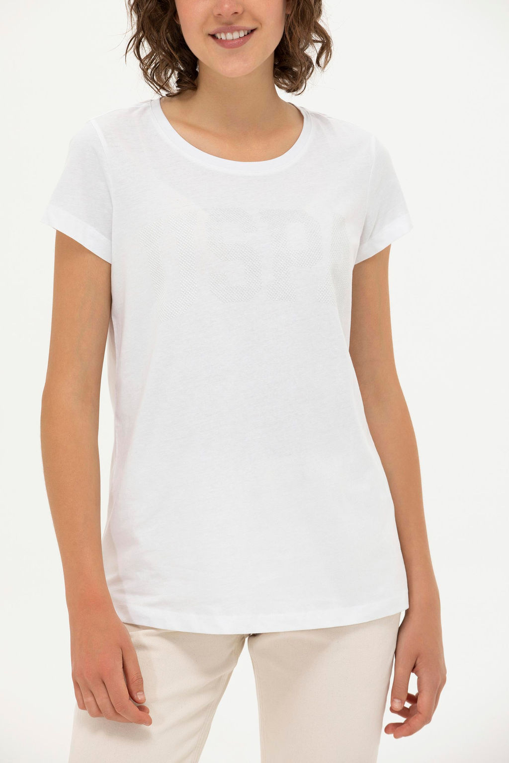 U. S. Polo Assn Женская белая базовая футболка с круглым вырезом - U.s. polo assn фото 6