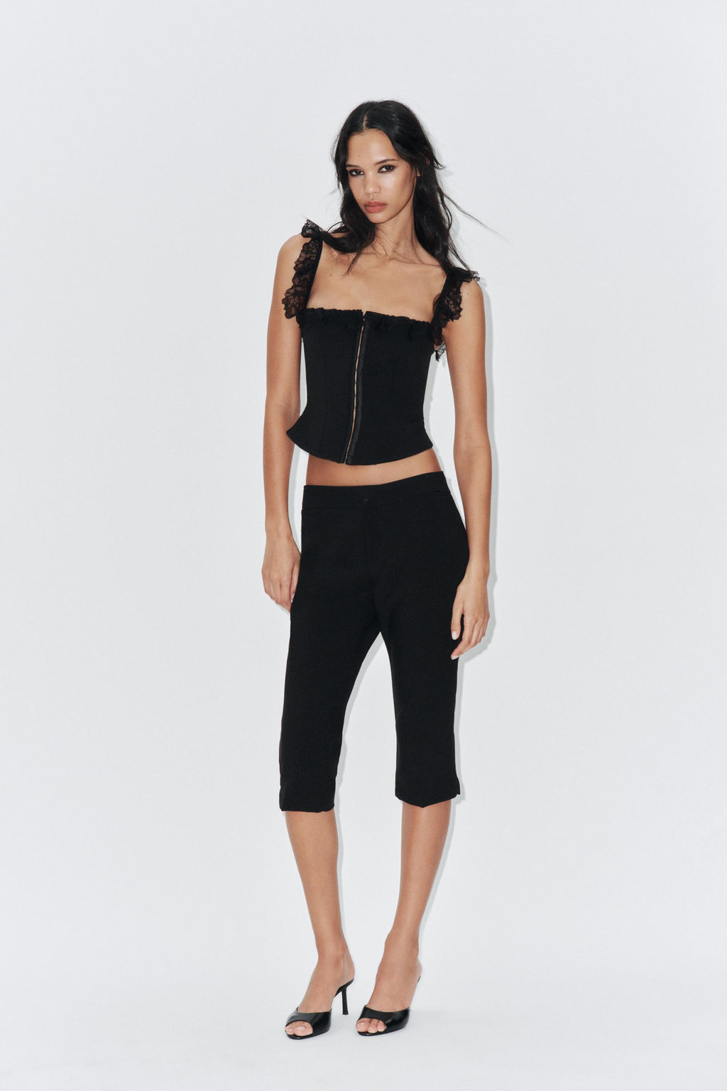 TOP CORSETERO ENCAJE / Negro