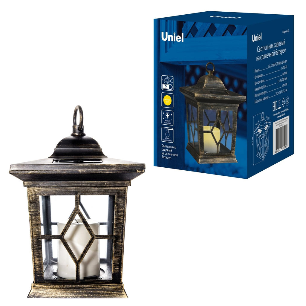USL-S-180/PT220 Садовый светильник на солнечной батарее Bronze lantern. Серия Special. Упаковка- коробка.