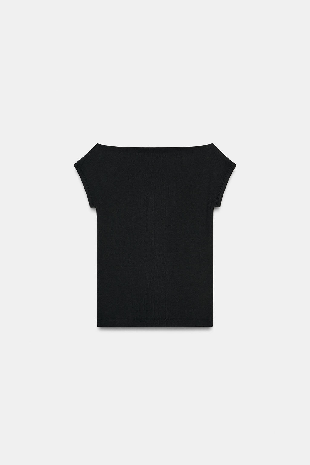 CAMISETA CUELLO BARCO / Negro - Zara фото 5