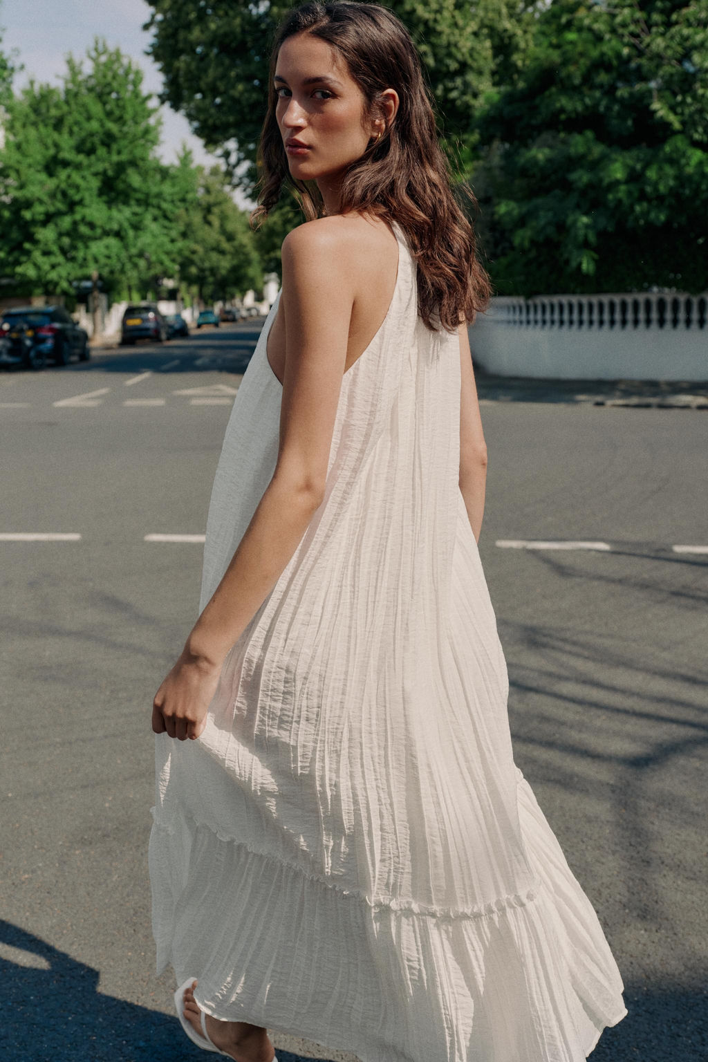 VESTIDO MIDI EFECTO ARRUGADO ABALORIOS / Crudo - Zara фото 5