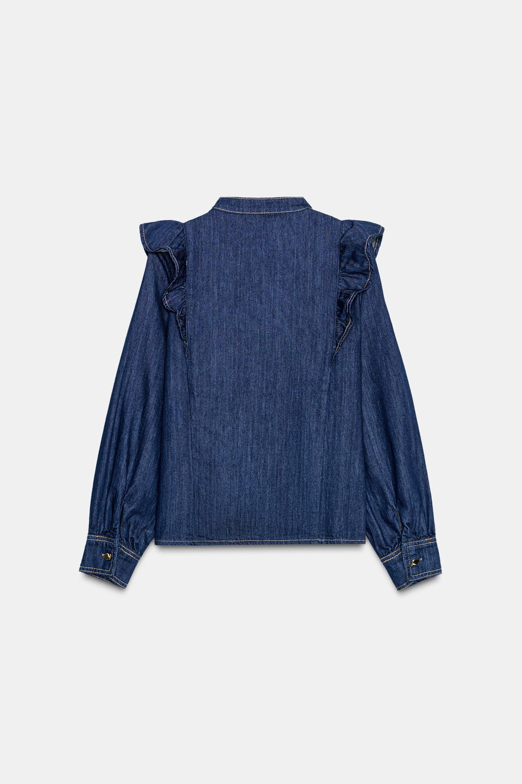 Z1975 DENIM SHIRT WITH RUFFLES - Zara фото 7