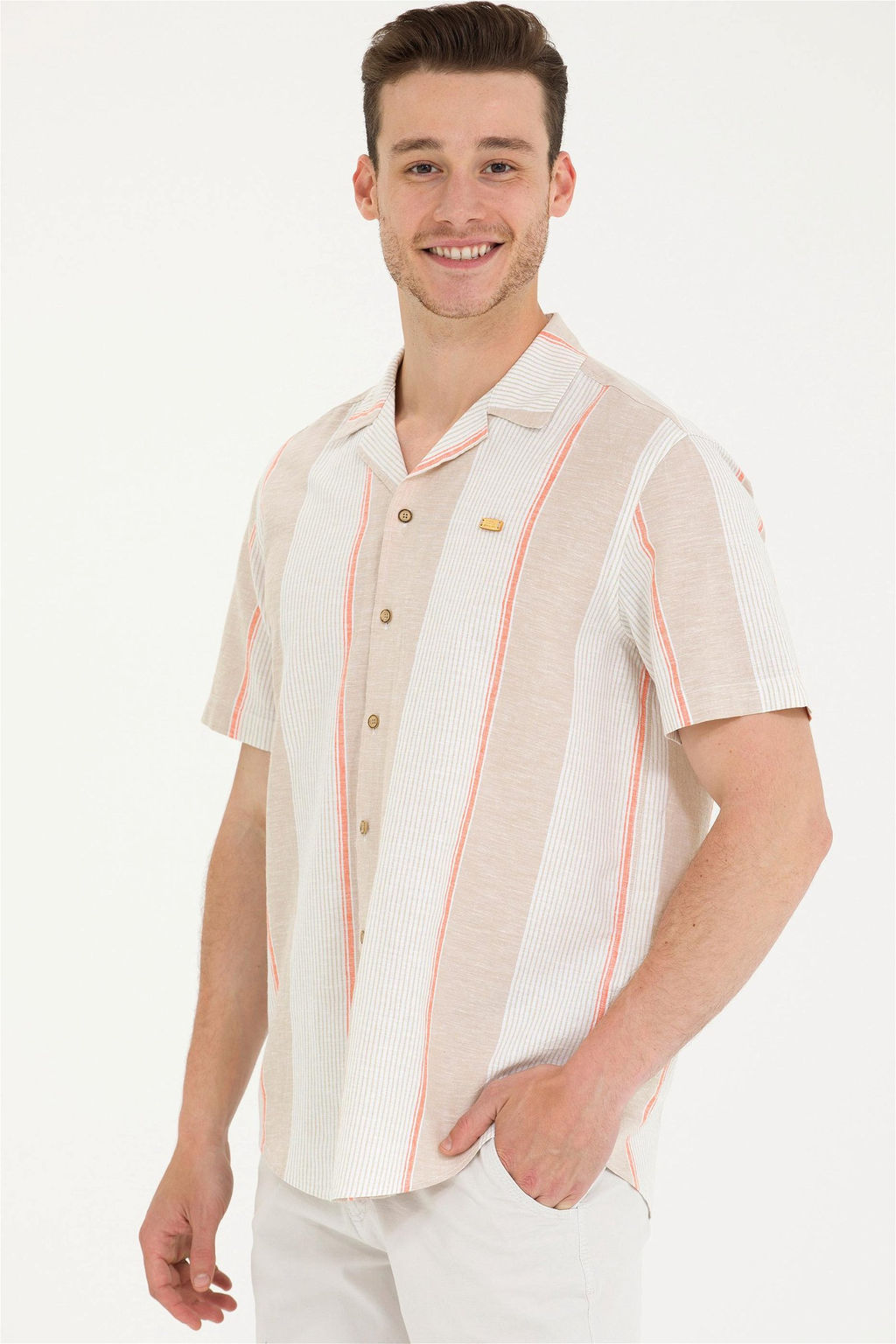 U. S. Polo Assn / Мужская рубашка Camel с коротким рукавом - U.s. polo assn фото 10