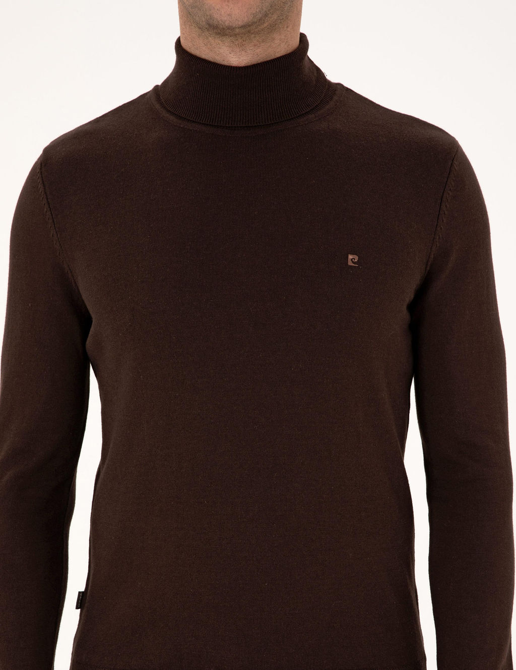 Koyu Kahverengi Slim Fit Bal_k__ Yaka Basic Triko Kazak